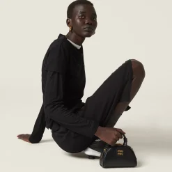 Black Ribbed Jersey Skirt | Miu Miu