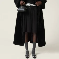 Black Ribbed Jersey Skirt | Miu Miu