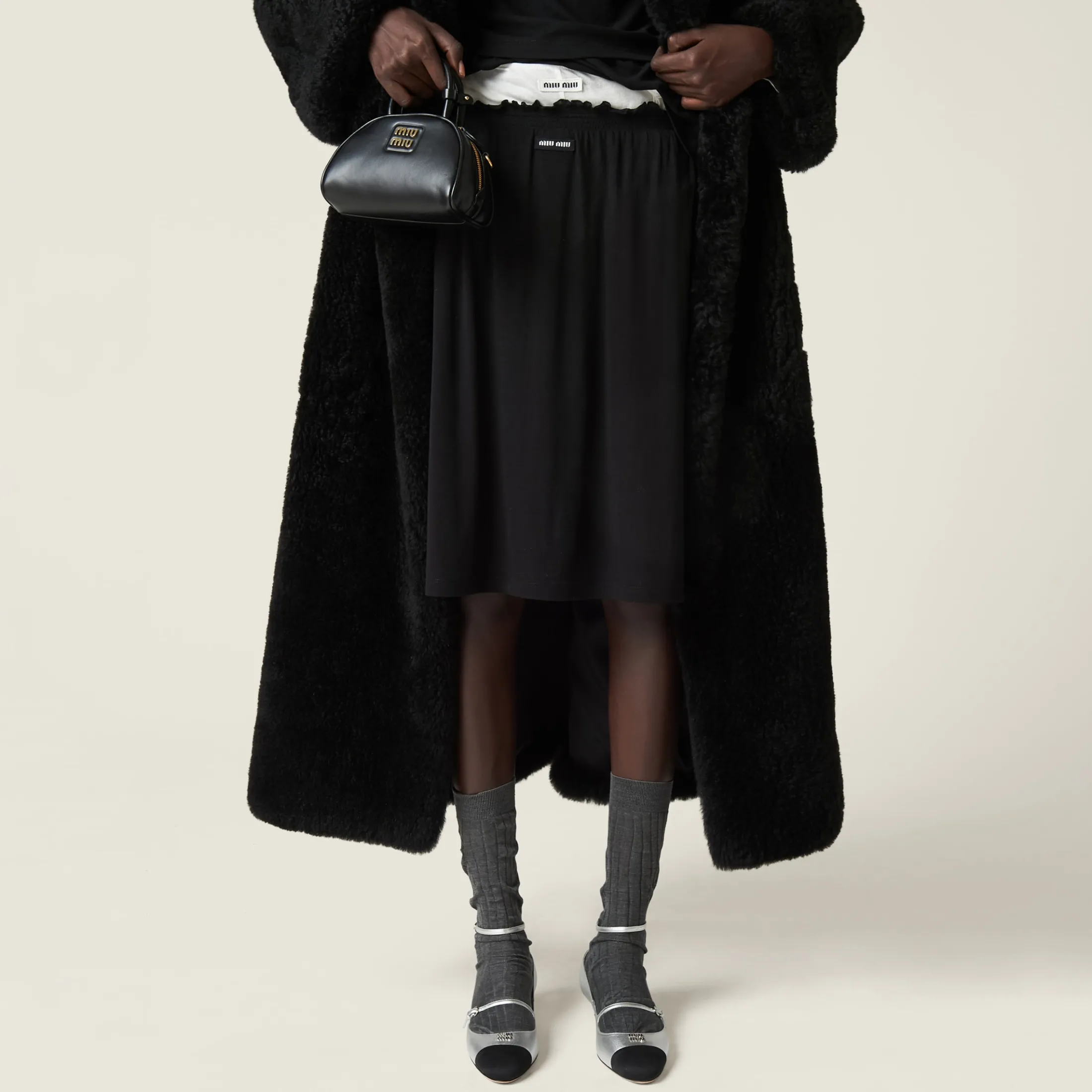 Black Ribbed Jersey Skirt | Miu Miu
