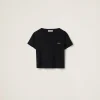 Black Ribbed Jersey T-shirt | Miu Miu