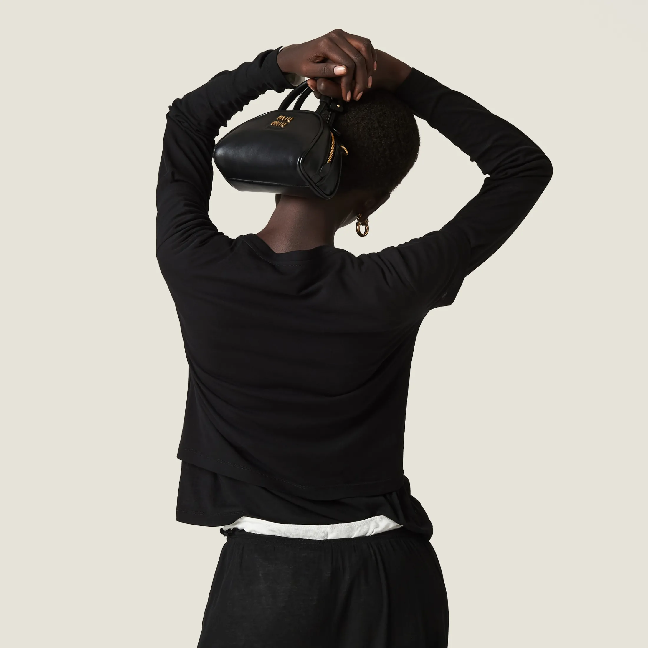 Black Ribbed Jersey T-shirt | Miu Miu