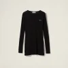 Black Ribbed Knit Jersey Dress | Miu Miu
