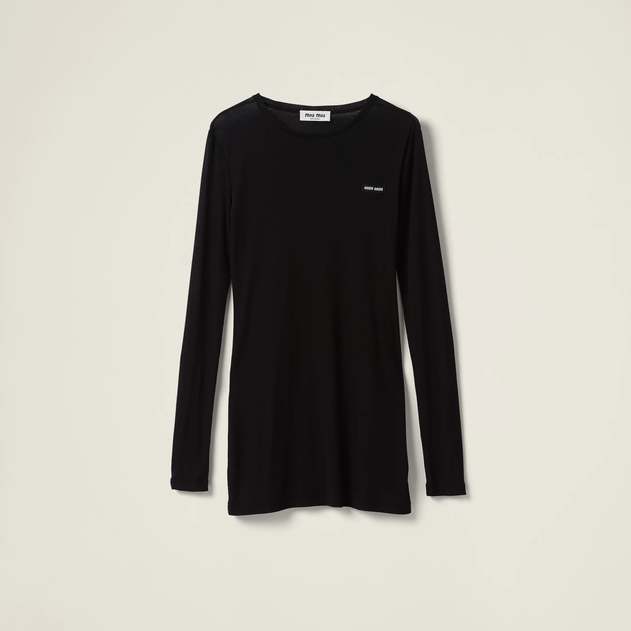 Black Ribbed Knit Jersey Dress | Miu Miu