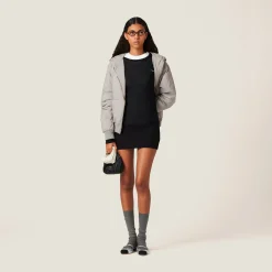 Black Ribbed Knit Jersey Dress | Miu Miu