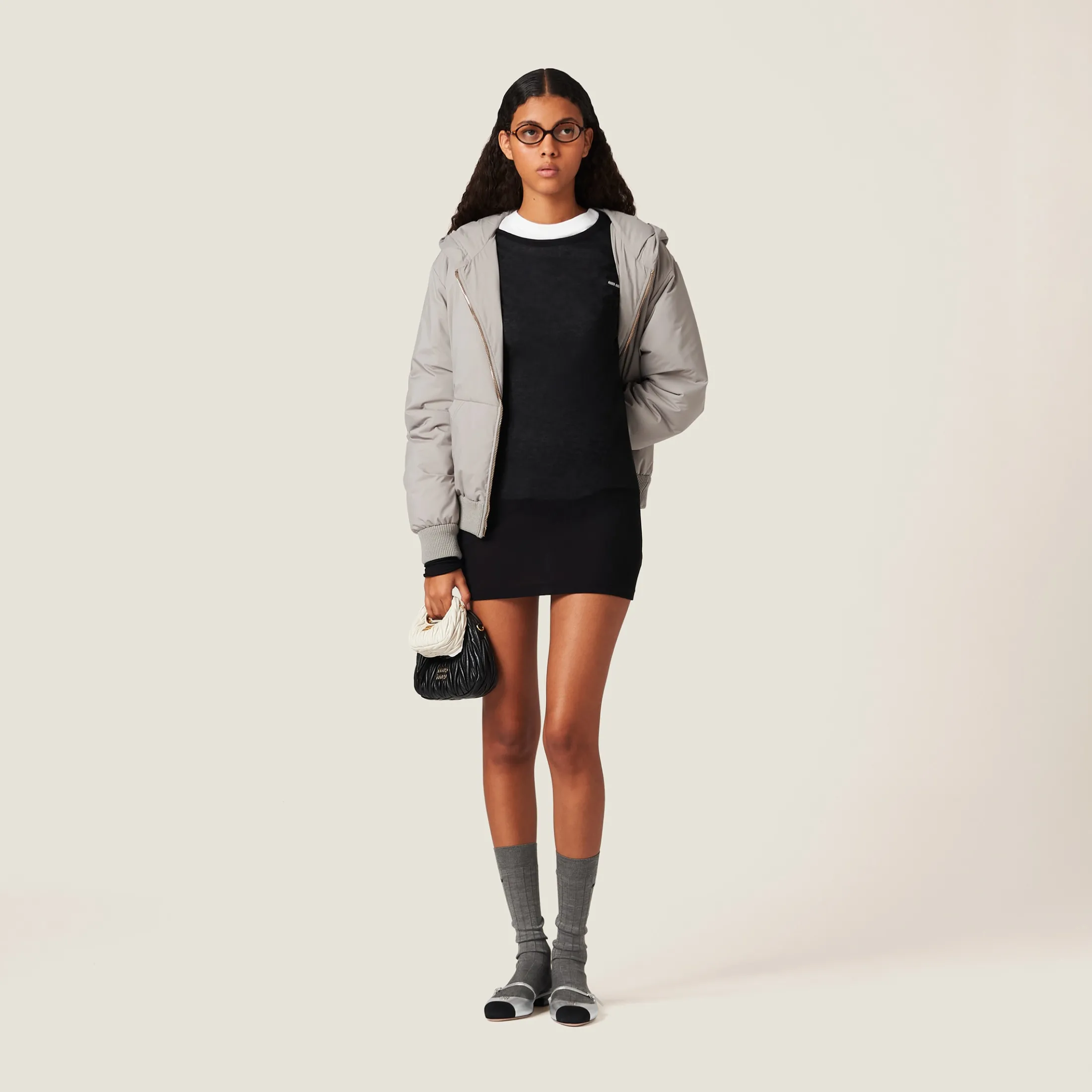 Black Ribbed Knit Jersey Dress | Miu Miu