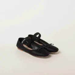 Black Satin Ballerinas | Miu Miu