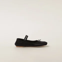 Black Satin Ballerinas | Miu Miu