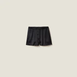 Black Satin Boxer Shorts | Miu Miu