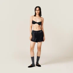 Black Satin Boxer Shorts | Miu Miu