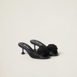 Black Satin Slides | Miu Miu