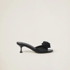Black Satin Slides | Miu Miu