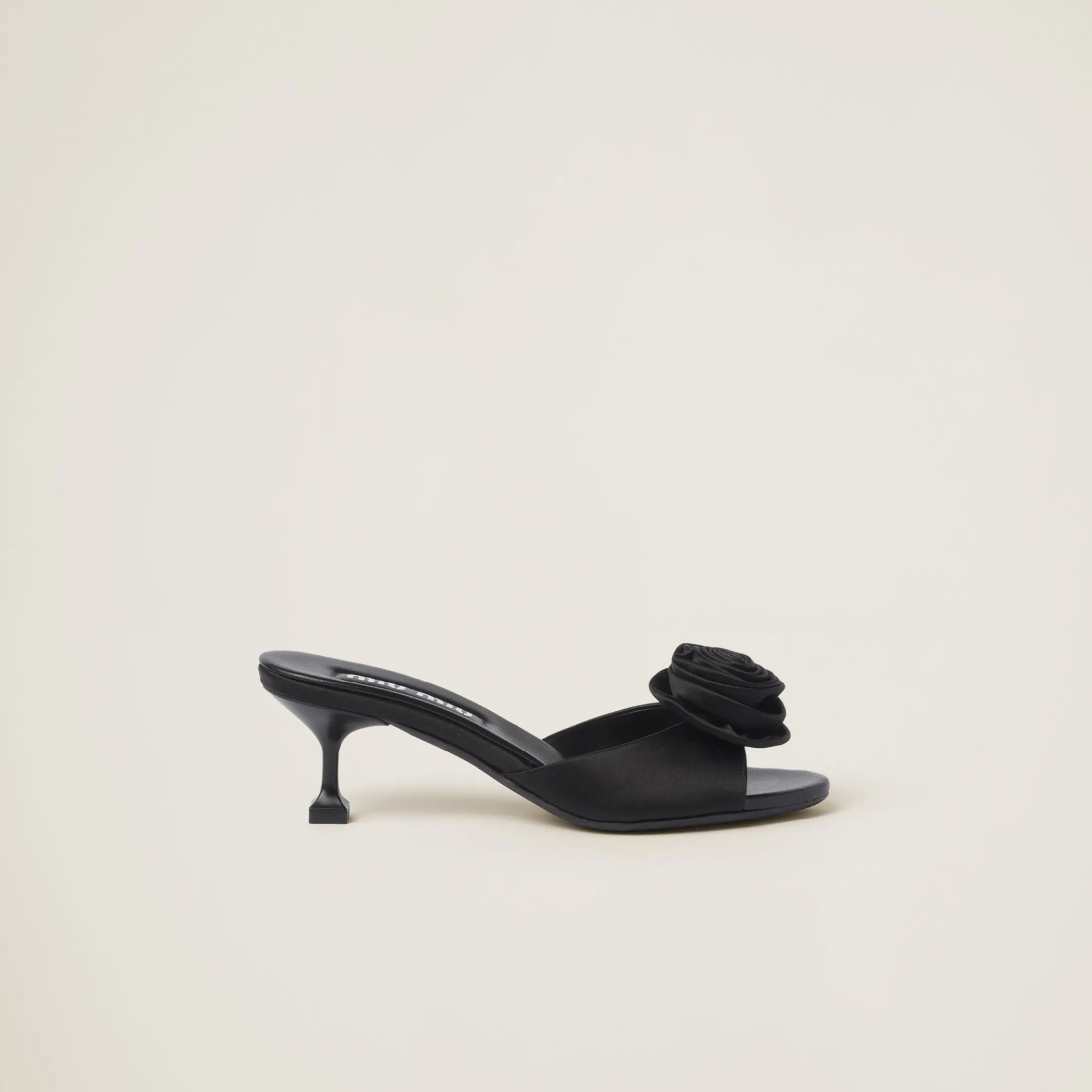Black Satin Slides | Miu Miu