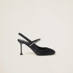 Black Satin Slingback Pumps | Miu Miu