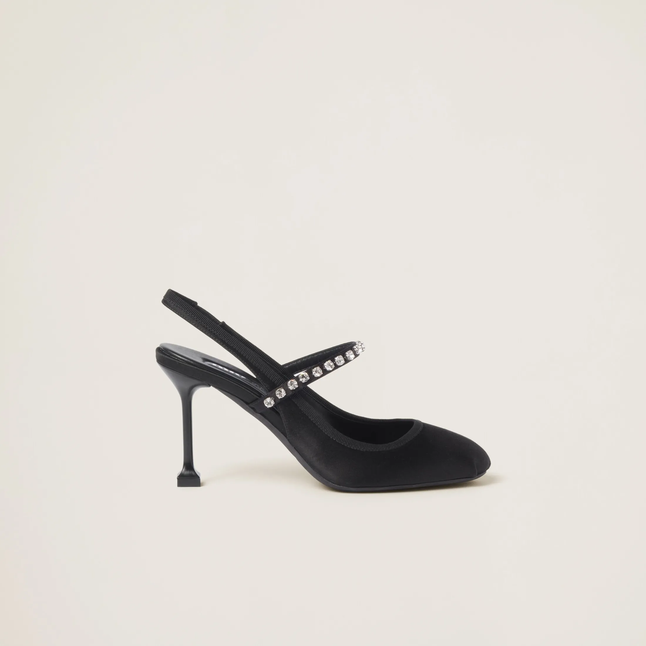 Black Satin Slingback Pumps | Miu Miu