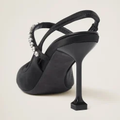 Black Satin Slingback Pumps | Miu Miu