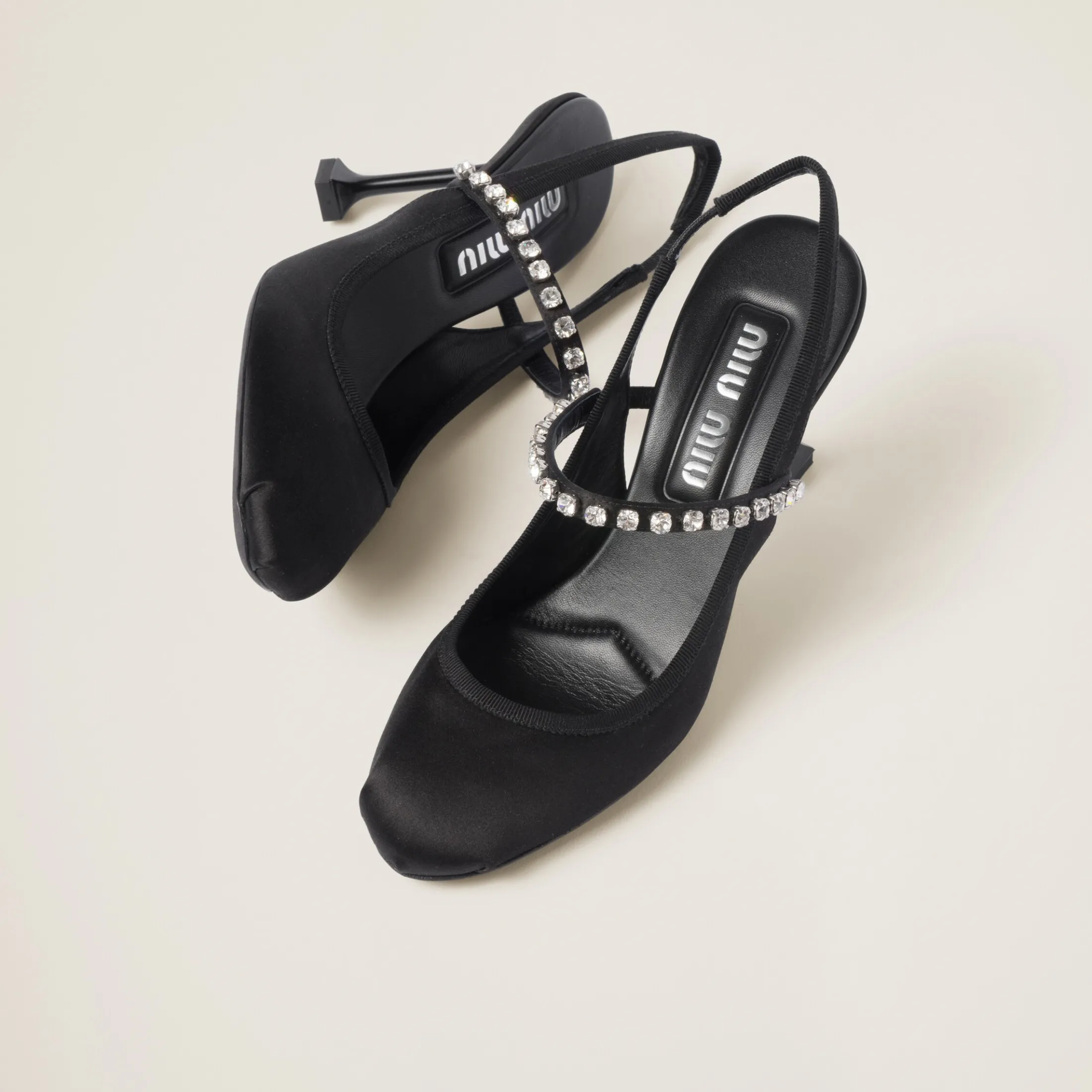 Black Satin Slingback Pumps | Miu Miu