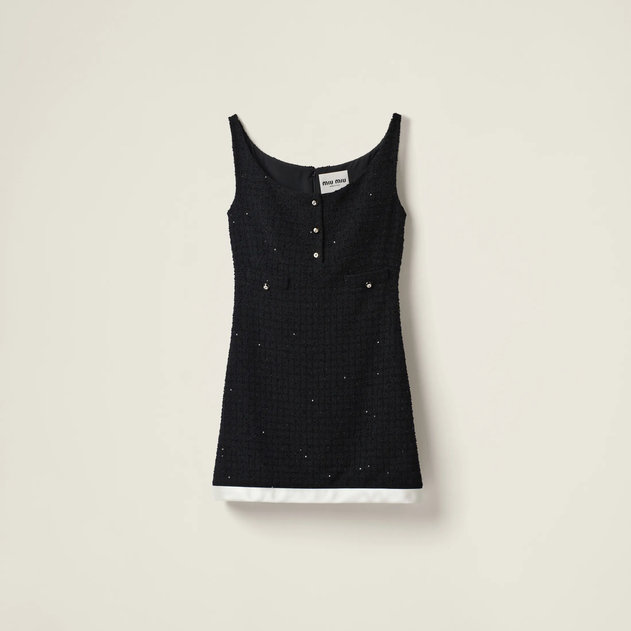 Black Sequined Bouclé Mini-dress | Miu Miu