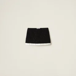 Black Sequined Bouclé Miniskirt | Miu Miu