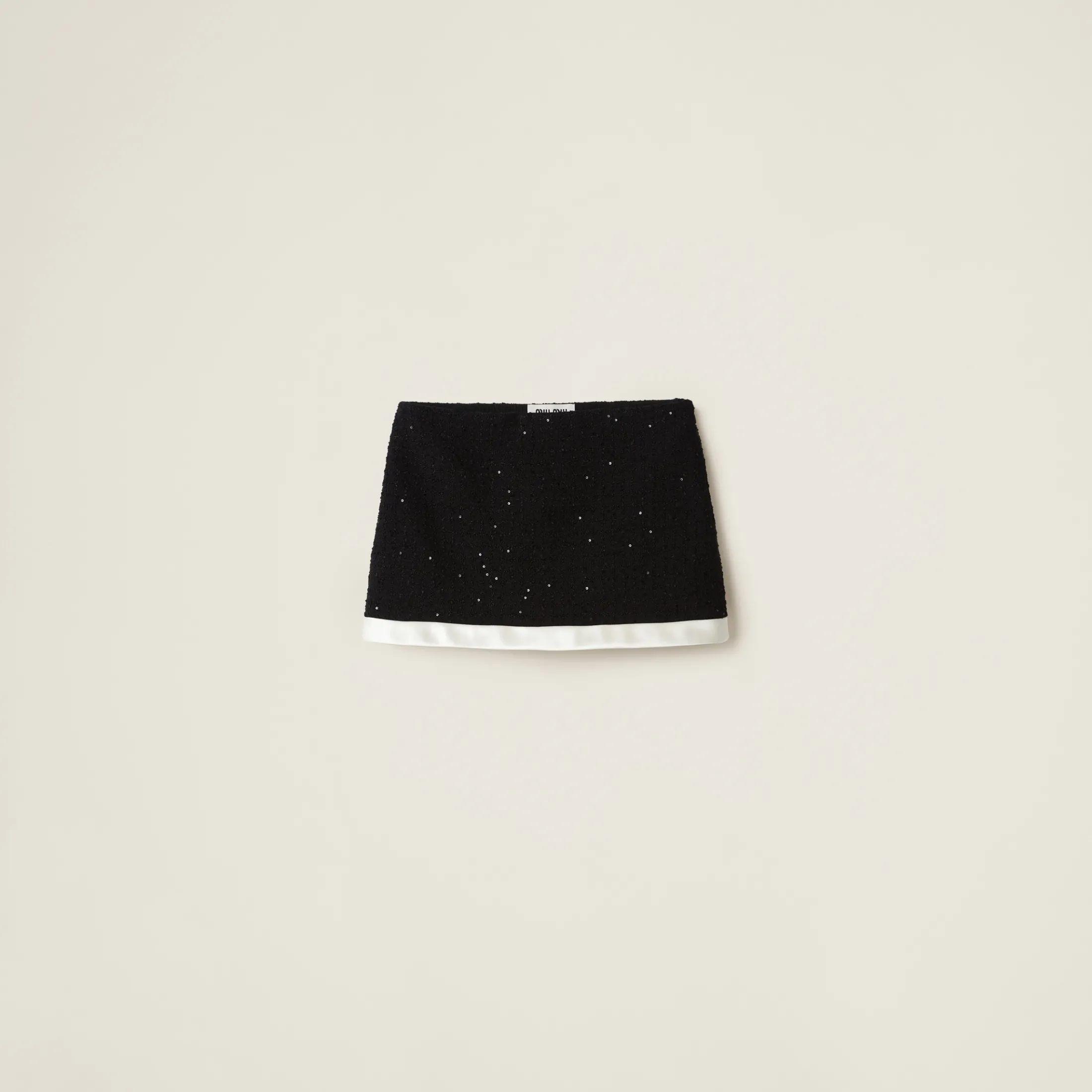 Black Sequined Bouclé Miniskirt | Miu Miu