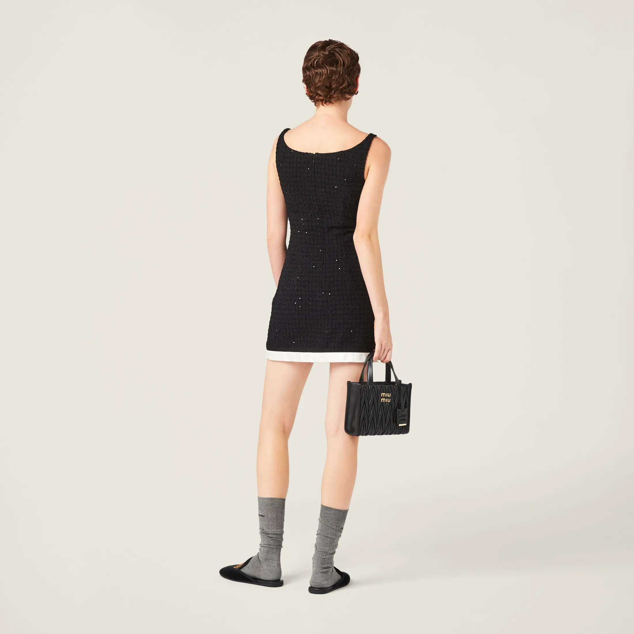 Black Sequined Bouclé Mini-dress | Miu Miu