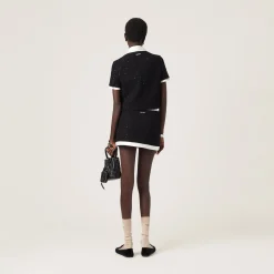 Black Sequined Bouclé Miniskirt | Miu Miu