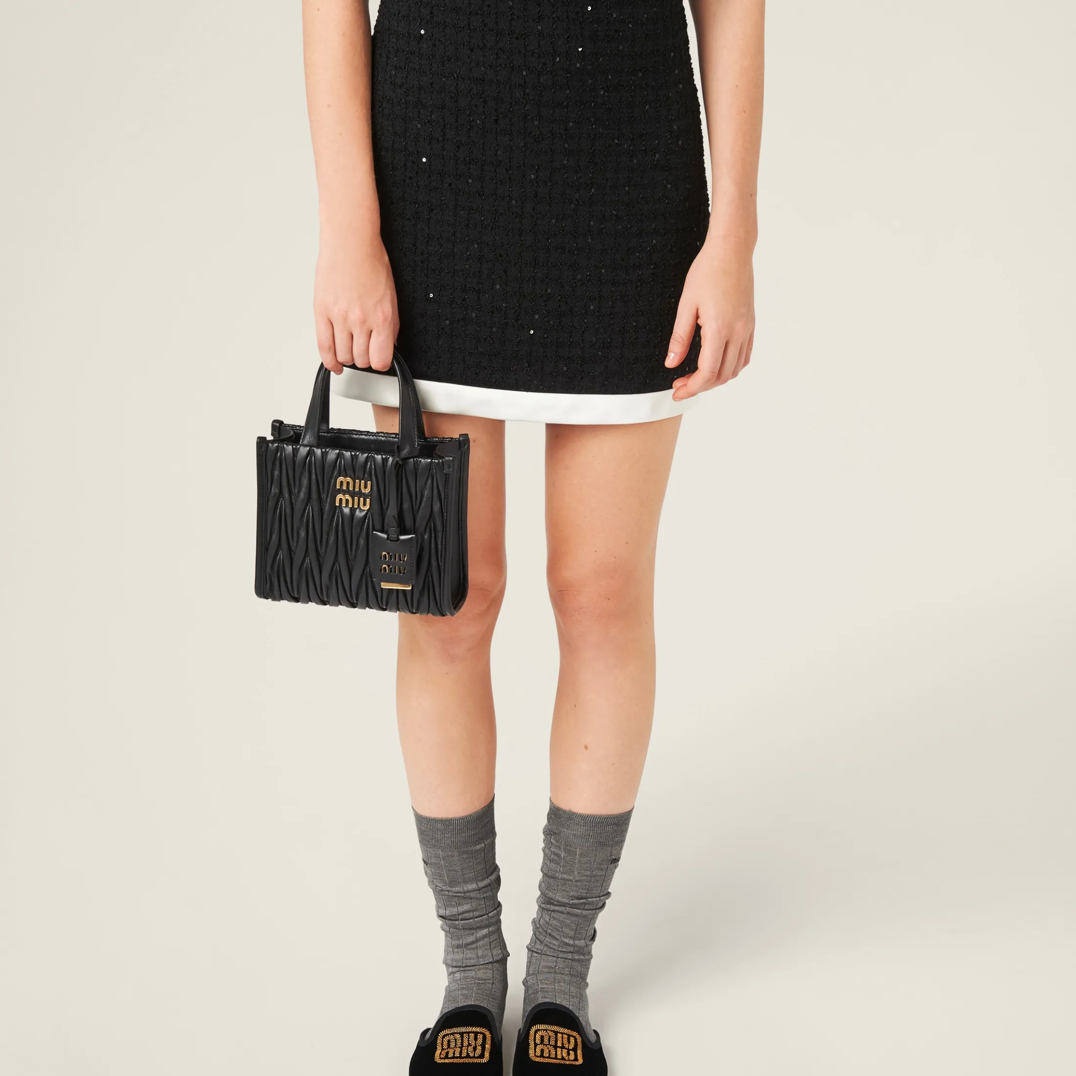 Black Sequined Bouclé Mini-dress | Miu Miu