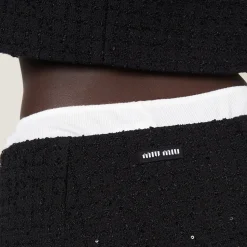 Black Sequined Bouclé Miniskirt | Miu Miu