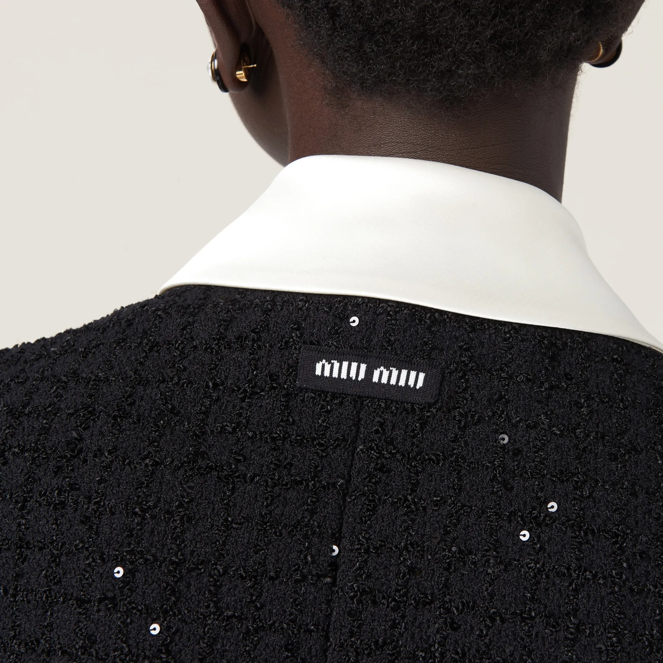 Black Single-breasted Bouclé Jacket | Miu Miu