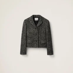Black Single-breasted Chevron Jacket | Miu Miu