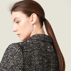 Black Single-breasted Chevron Jacket | Miu Miu