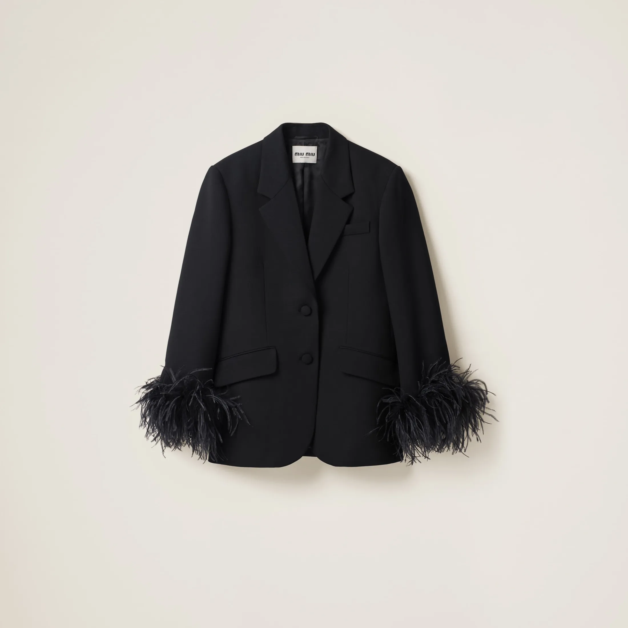 Black Single-breasted Grain De Poudre Jacket | Miu Miu