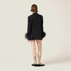 Black Single-breasted Grain De Poudre Jacket | Miu Miu