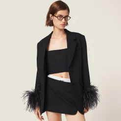 Black Single-breasted Grain De Poudre Jacket | Miu Miu