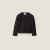 Black Single-breasted Matelassé Effect Jacquard Jacket | Miu Miu