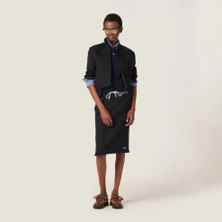 Black Single-breasted Matelassé Effect Jacquard Jacket | Miu Miu