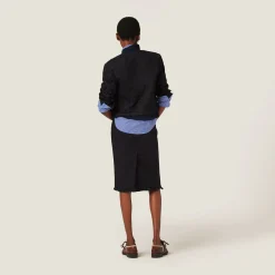 Black Single-breasted Matelassé Effect Jacquard Jacket | Miu Miu