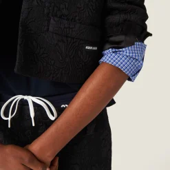 Black Single-breasted Matelassé Effect Jacquard Jacket | Miu Miu