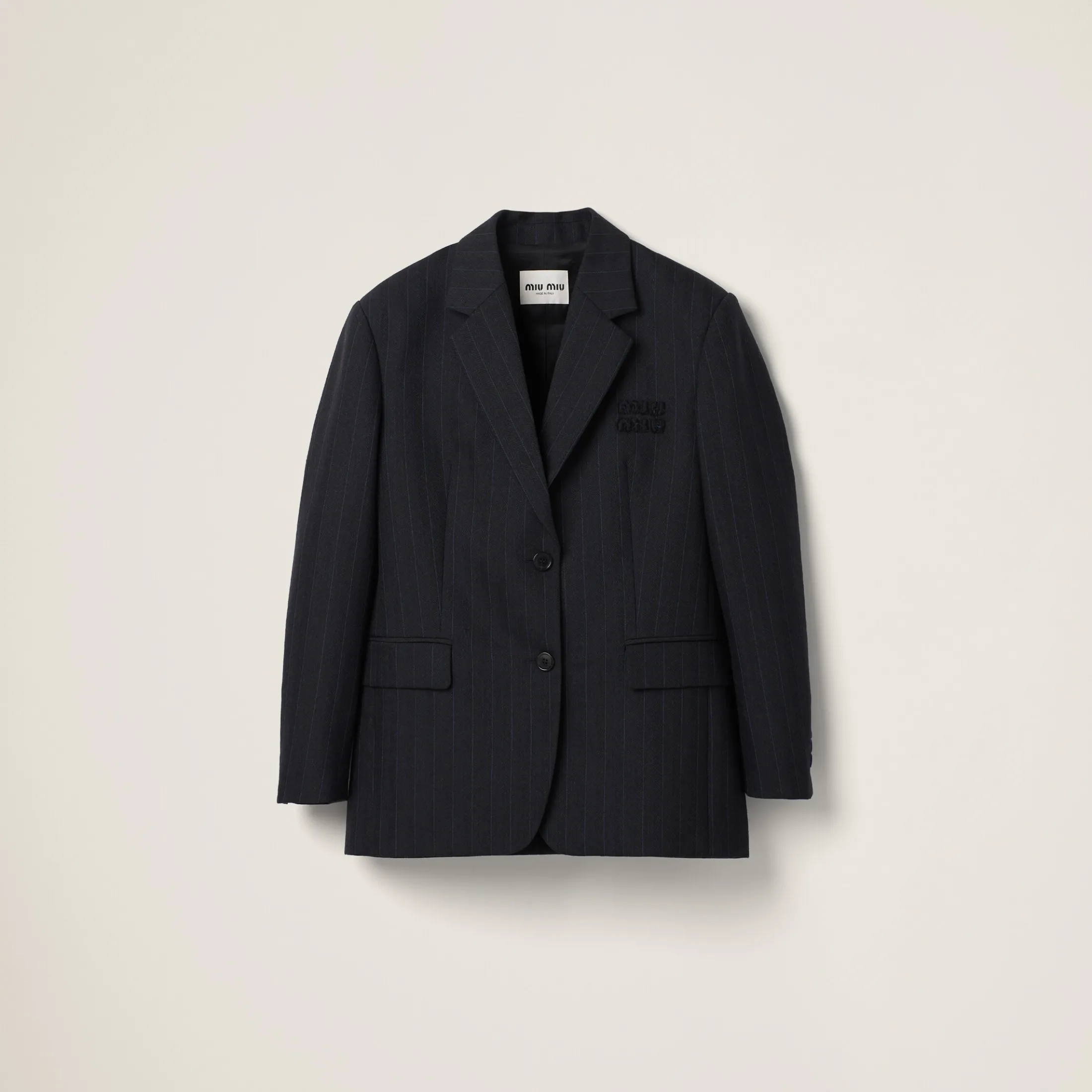 Black Single-breasted Pinstripe Jacket | Miu Miu