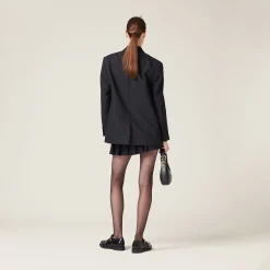 Black Single-breasted Pinstripe Jacket | Miu Miu