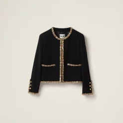 Black Single-breasted Tweed Jacket | Miu Miu