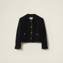 Black Single-breasted Tweed Jacket | Miu Miu