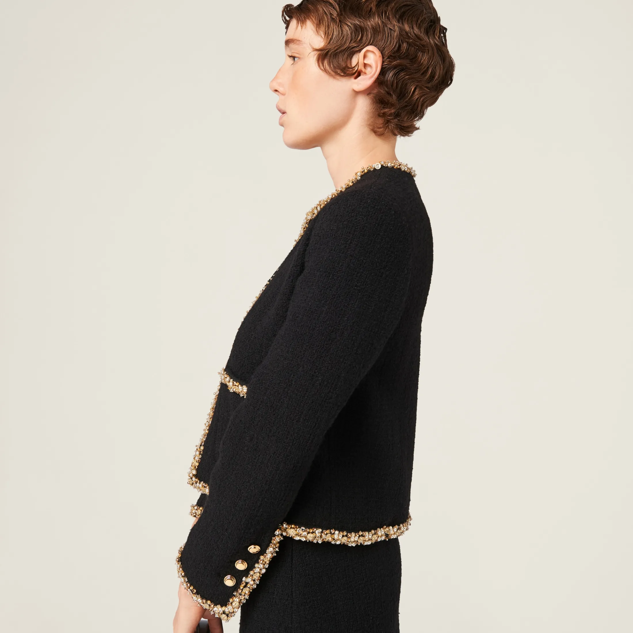Black Single-breasted Tweed Jacket | Miu Miu