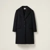 Black Single-breasted Velour Coat | Miu Miu