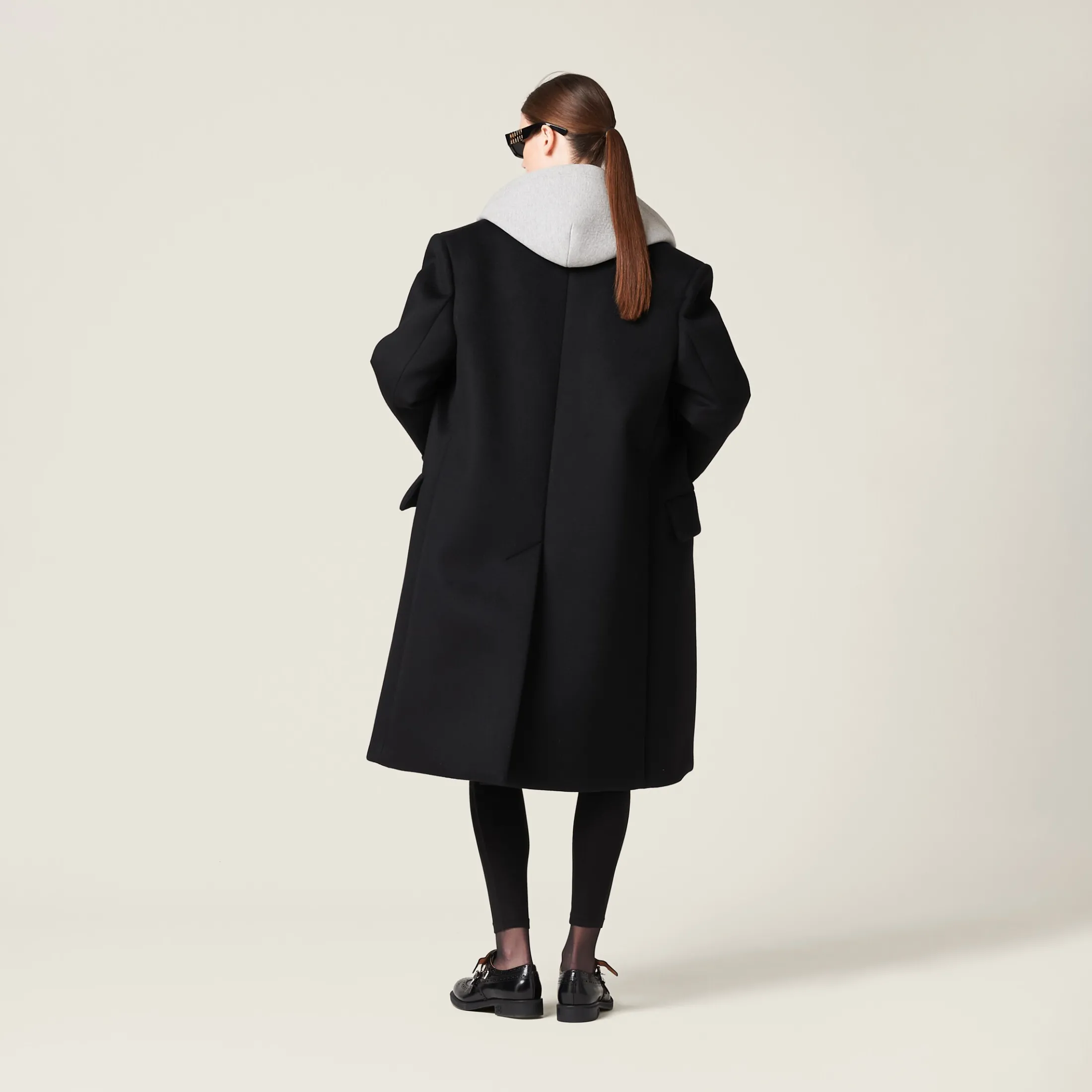 Black Single-breasted Velour Coat | Miu Miu