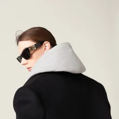 Black Single-breasted Velour Coat | Miu Miu