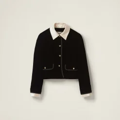 Black Single-breasted Velvet Jacket | Miu Miu