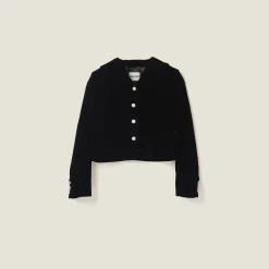 Black Single-breasted Velvet Jacket | Miu Miu