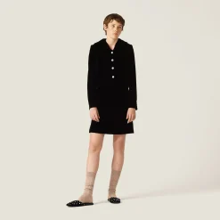 Black Single-breasted Velvet Jacket | Miu Miu