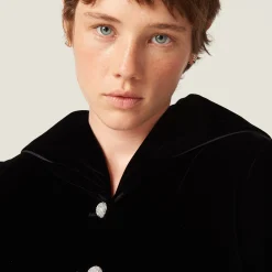 Black Single-breasted Velvet Jacket | Miu Miu