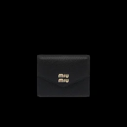 Black Small Leather Wallet | Miu Miu